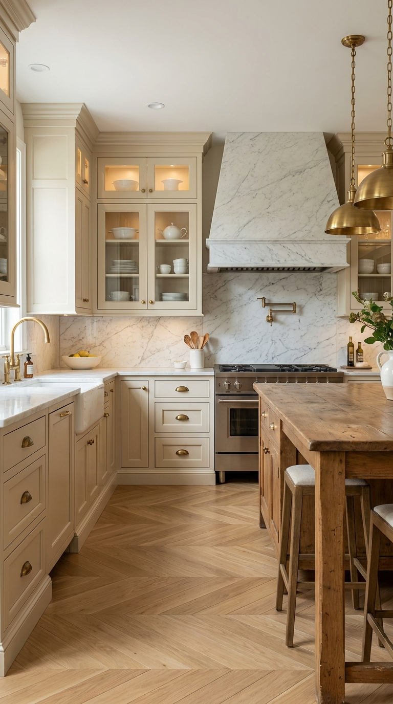 cuisine beige patrimoine hotte marbre