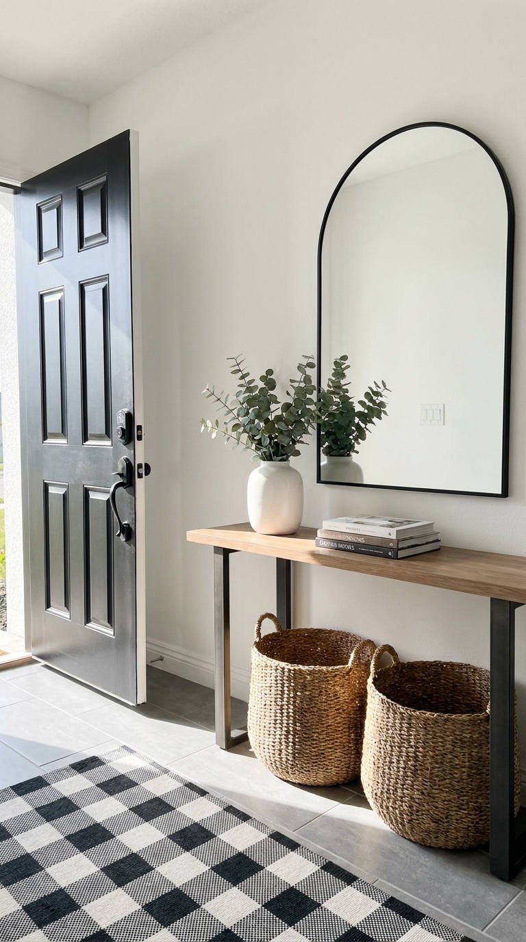 miroir arche console bois paniers