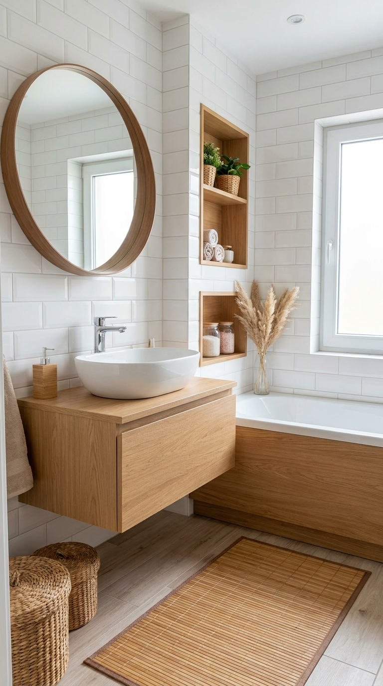 petite salle bain scandinave bois