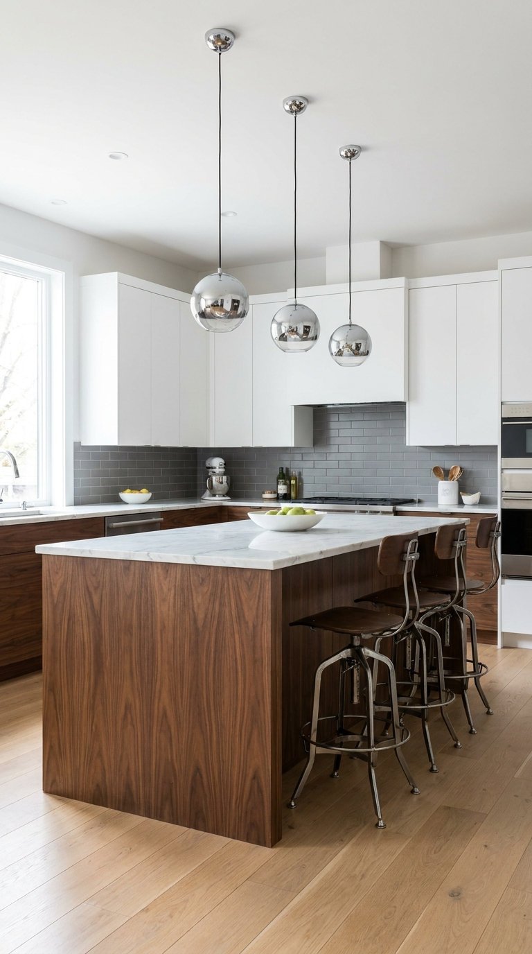 ilot noyer suspensions chrome cuisine