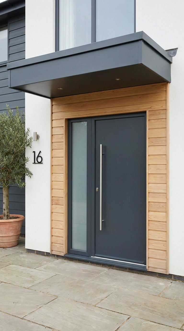 porte anthracite bardage clair