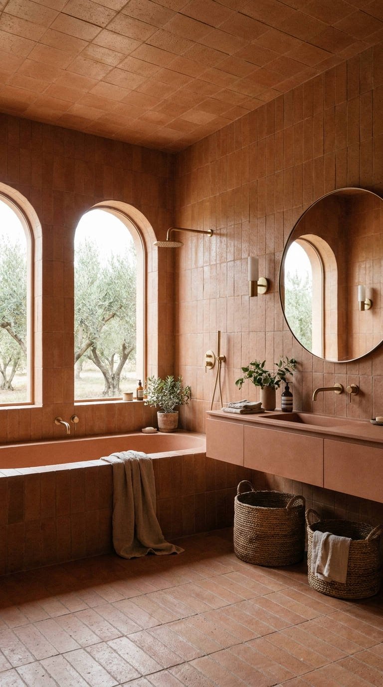 carrelage total terracotta fenetres arche