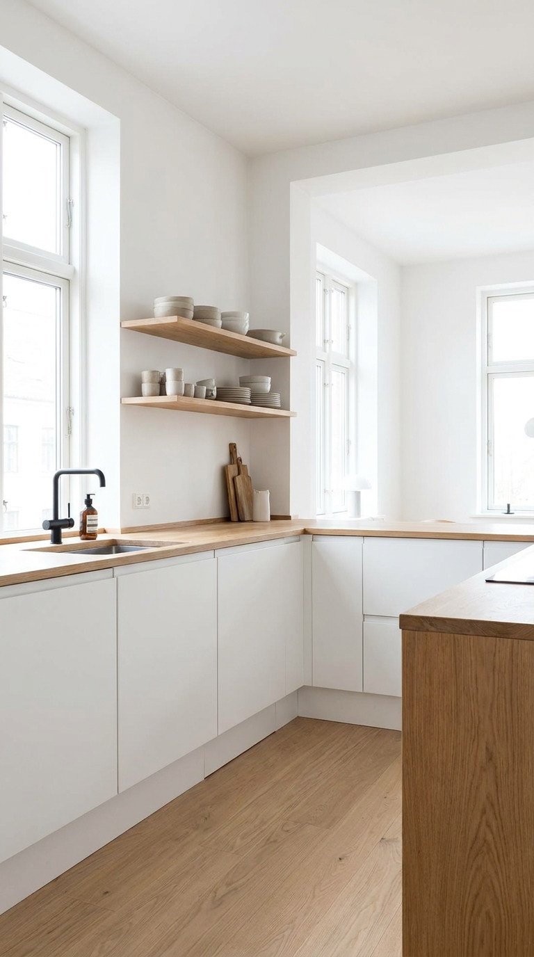 cuisine nordique etageres bois