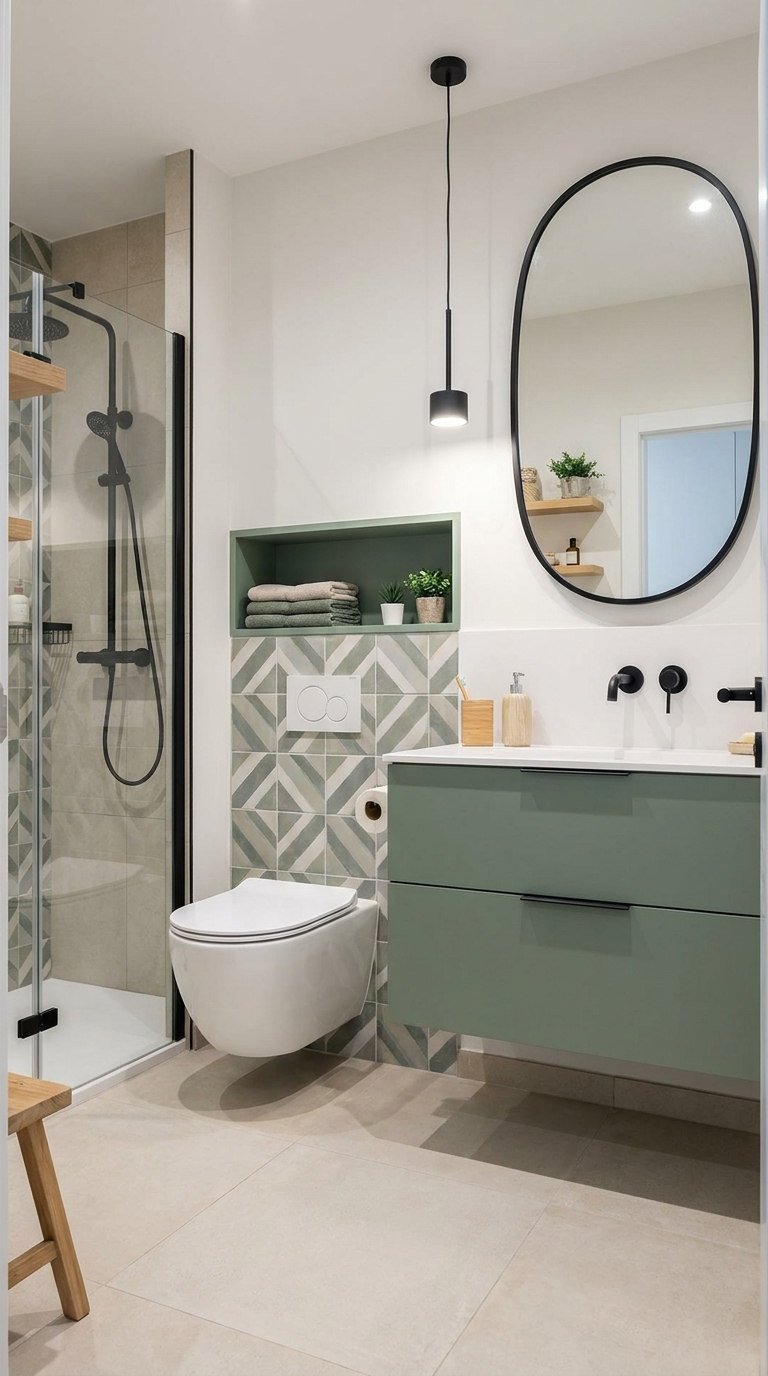 petite salle bain vert sauge