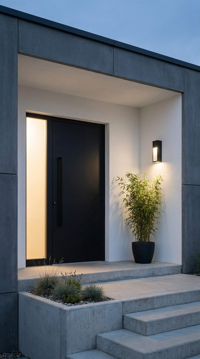 porte noire cadre beton