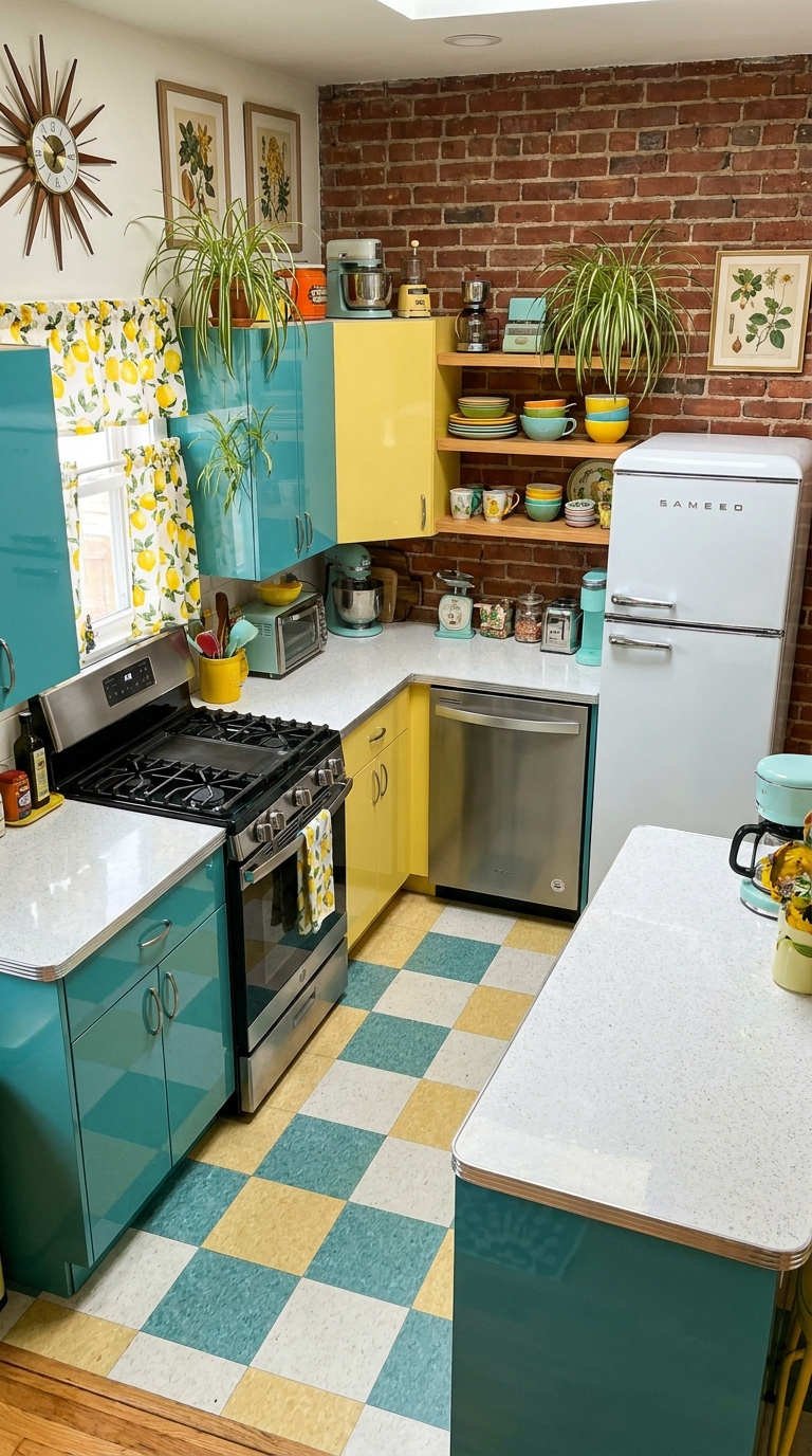 cuisine retro turquoise jaune