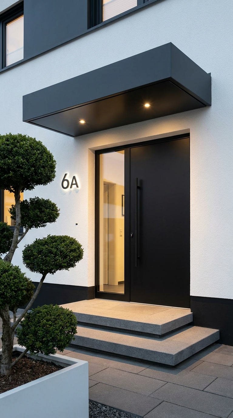 porte noire facade blanche