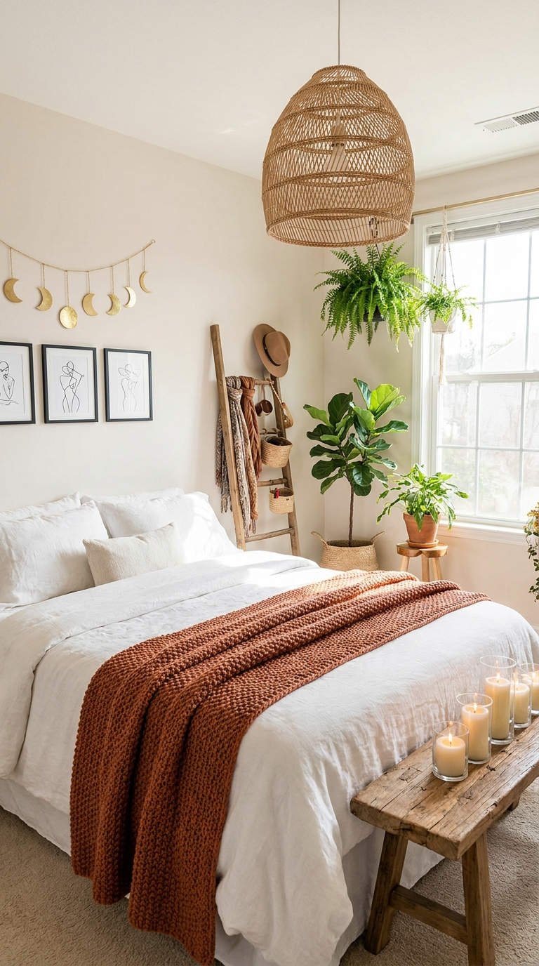 chambre lune plaid rouille