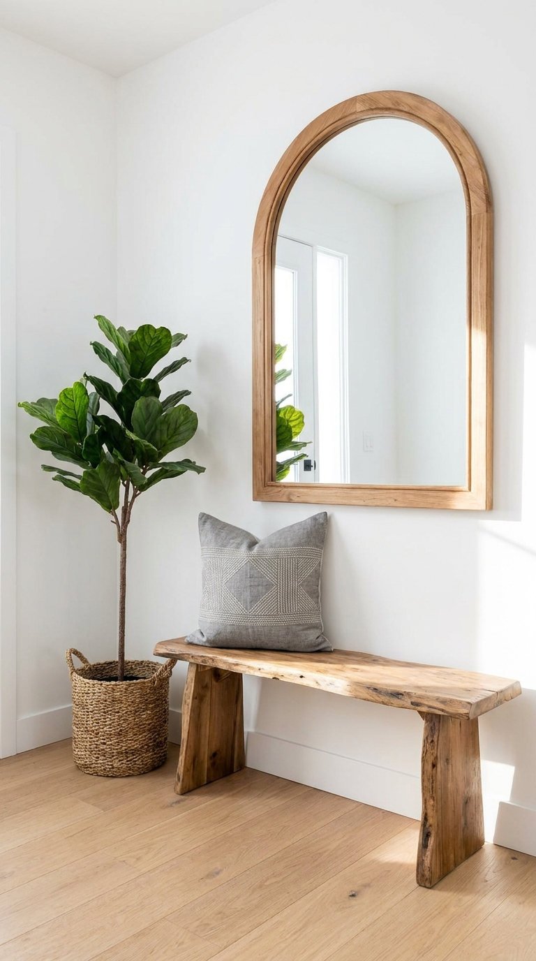 miroir arche bois banc rustique