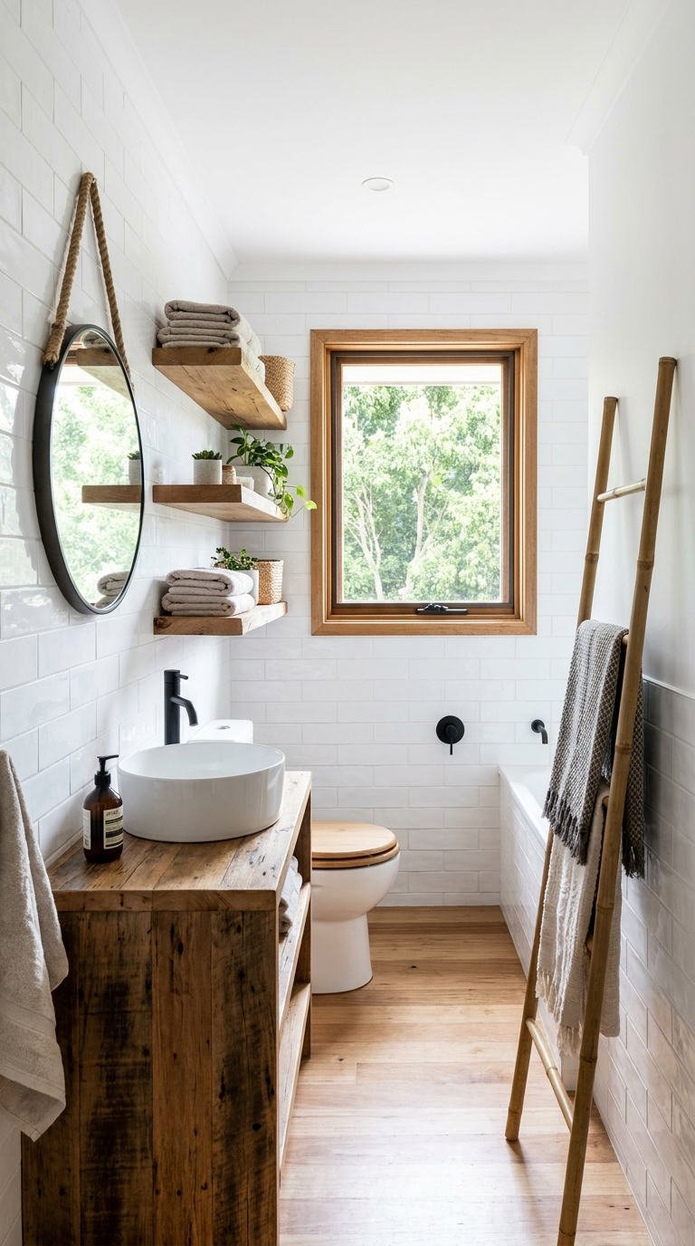 petite salle bain rustique bois