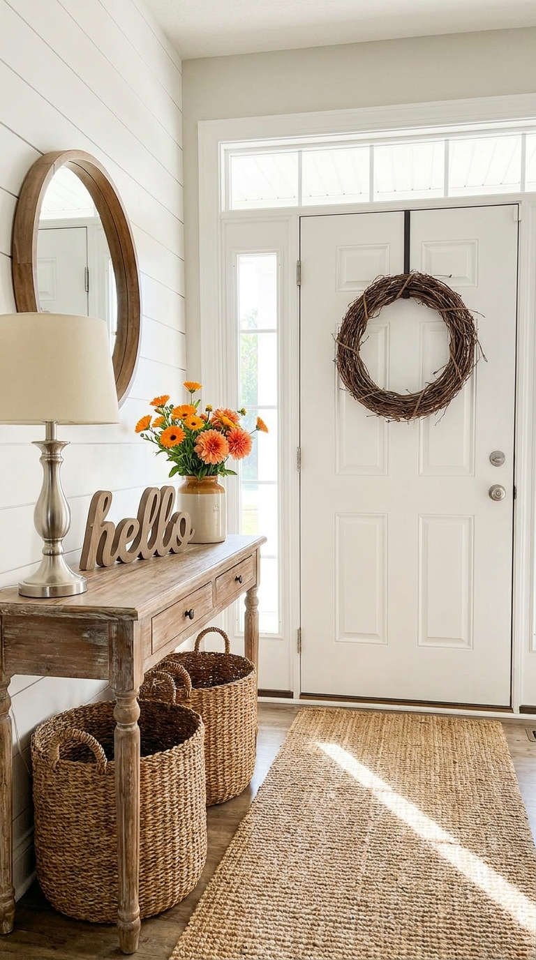 console rustique paniers porte blanche