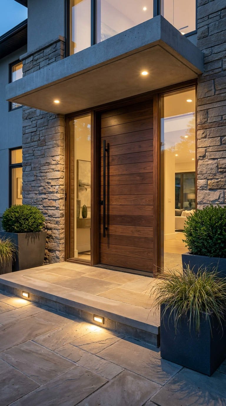 porte bois pierre moderne