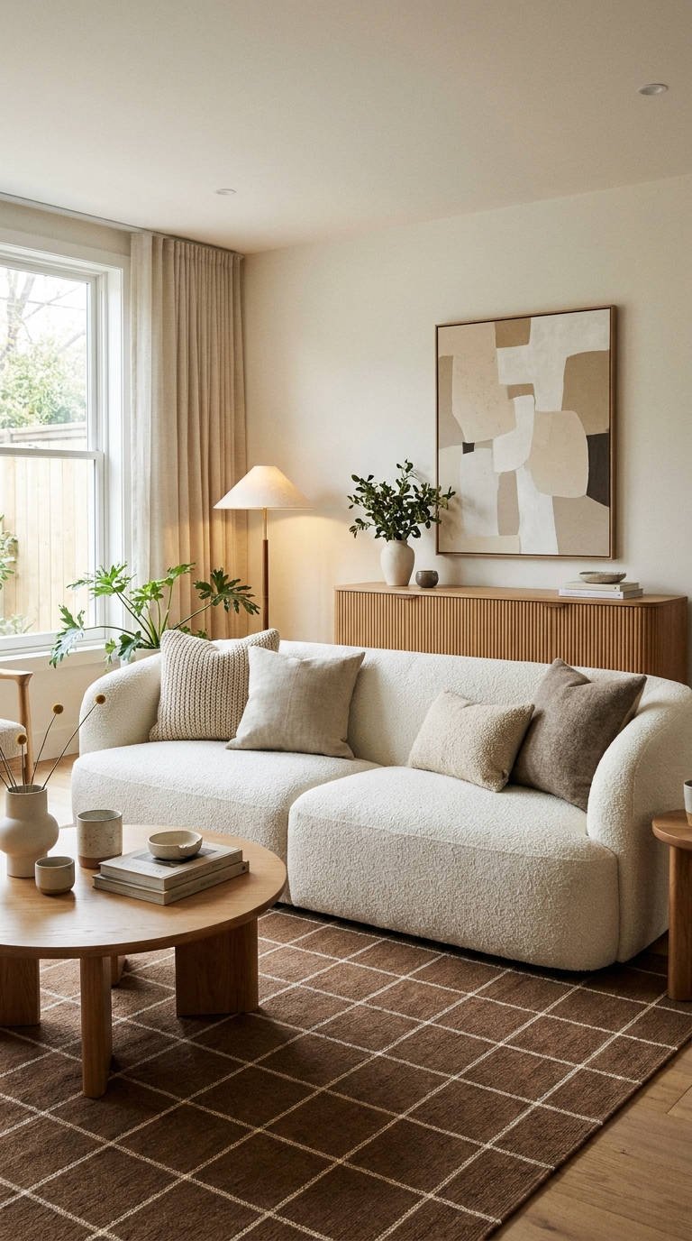 canape boucle creme moderne