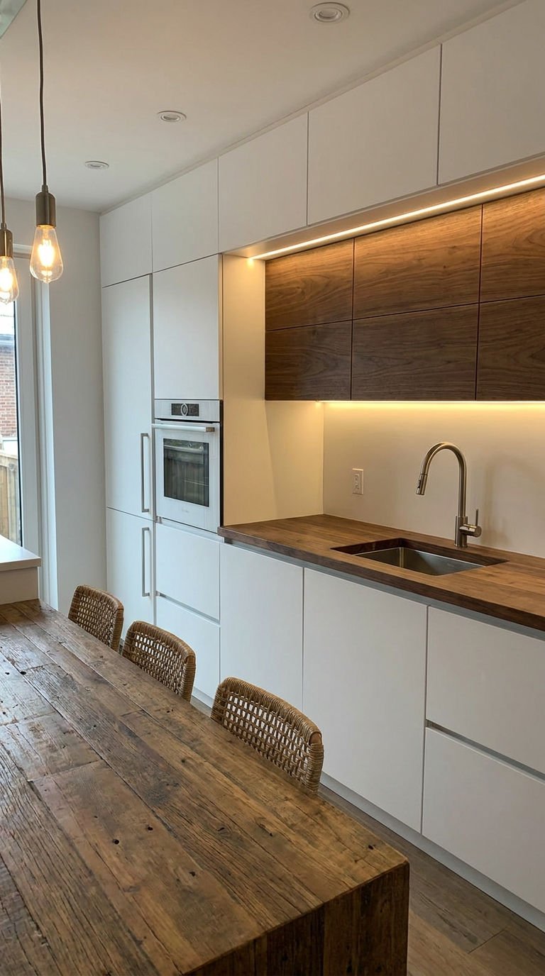cuisine noyer blanc led