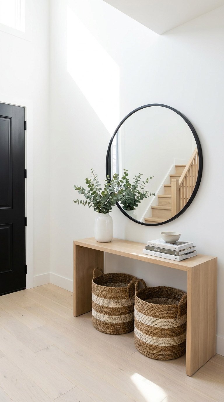 grand miroir noir console bois