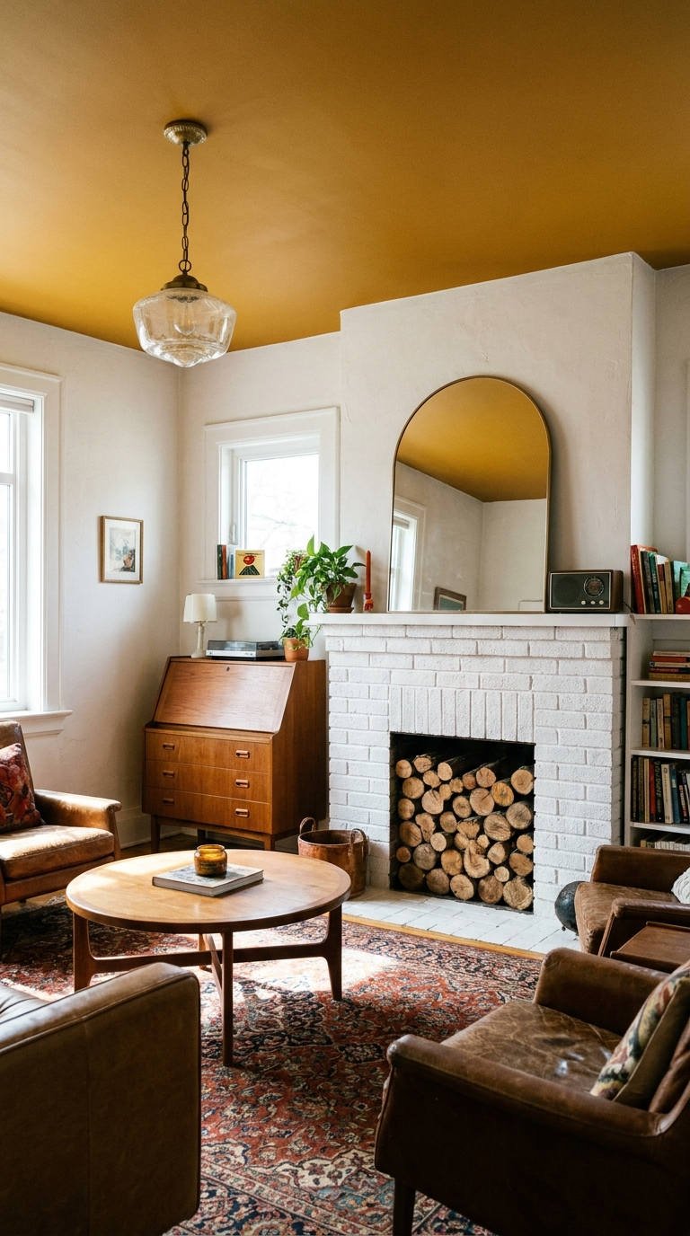 peinture salon plafond caramel vintage