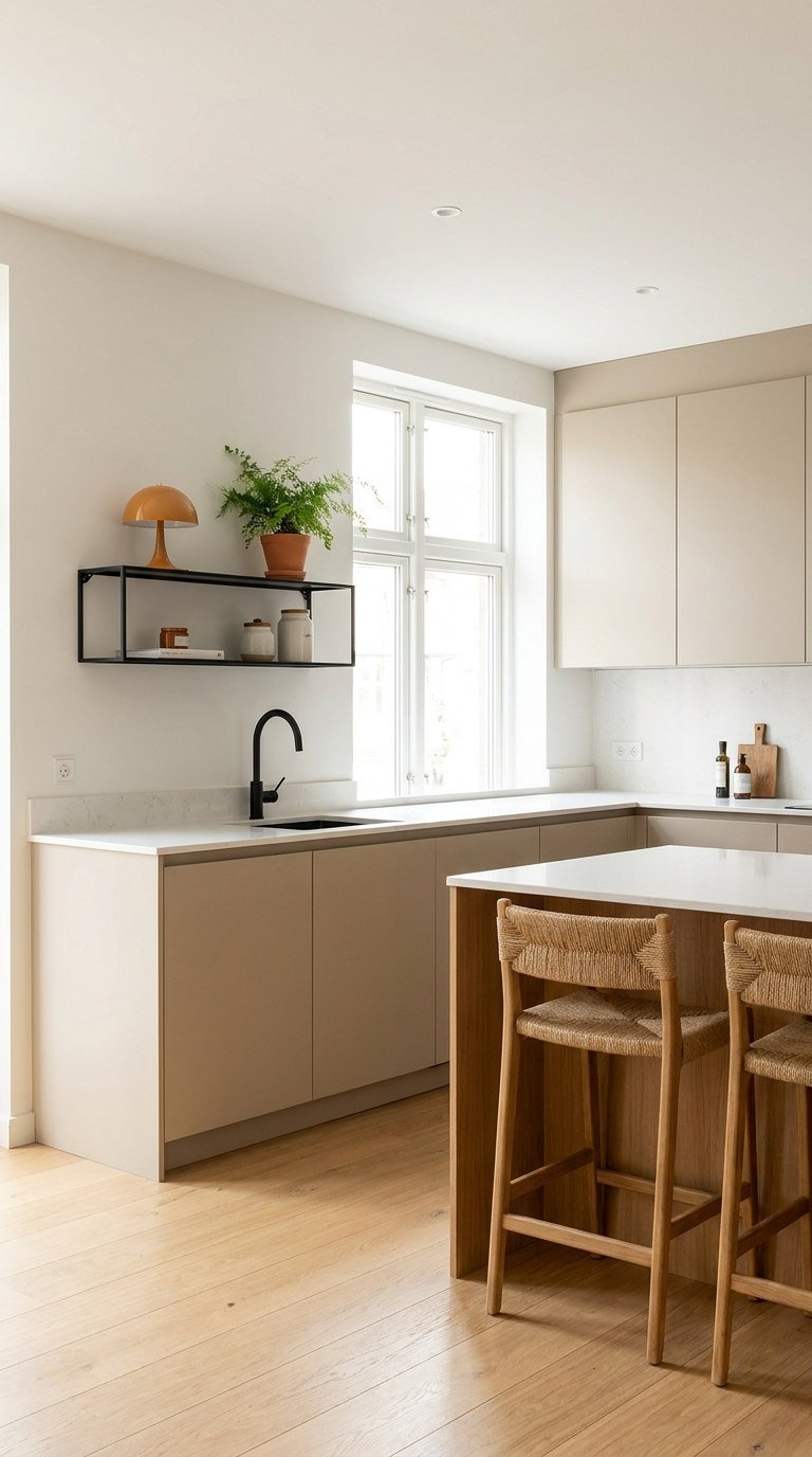 cuisine beige nordique bois clair
