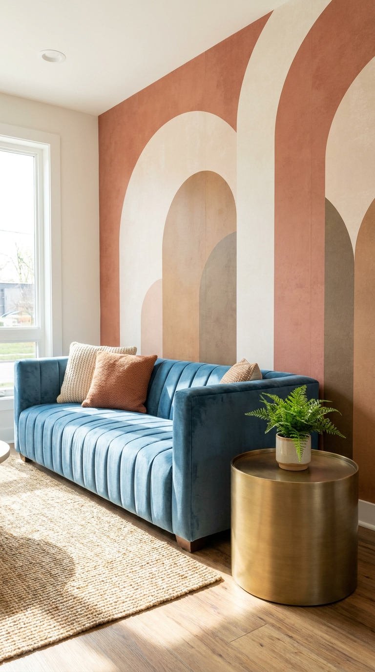 peinture salon arche terracotta bleu