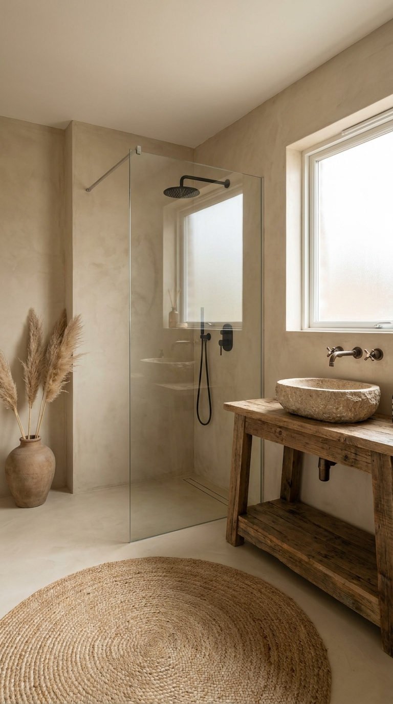 salle bain beige vasque pierre