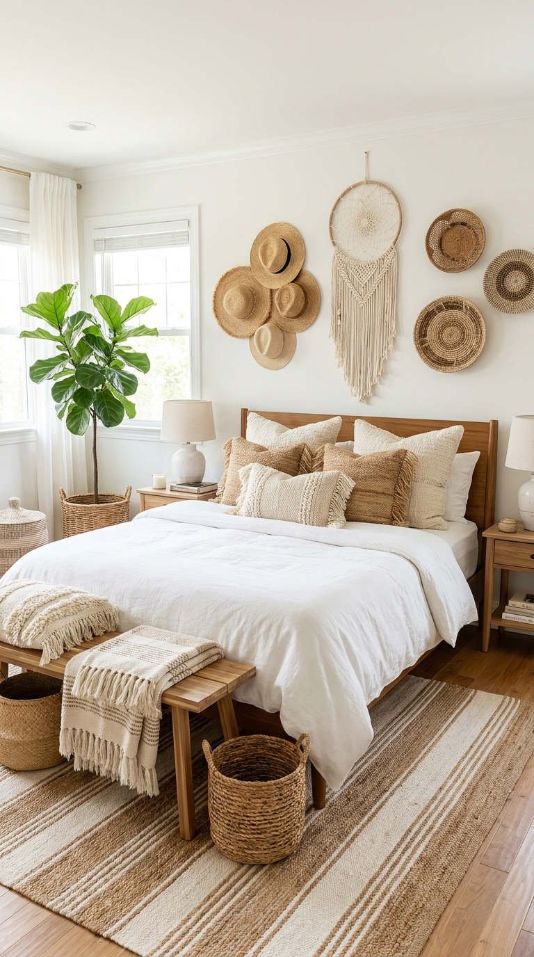 chambre neutre chapeaux macrame
