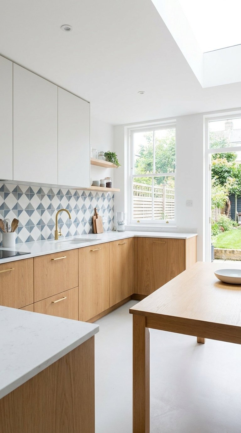credence geometrique bois blanc