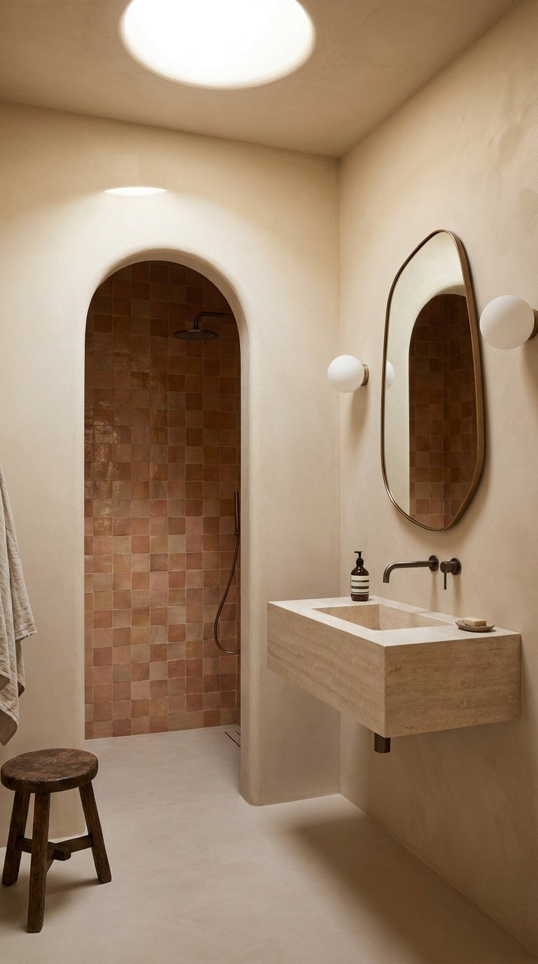 arche douche terracotta vasque suspendue