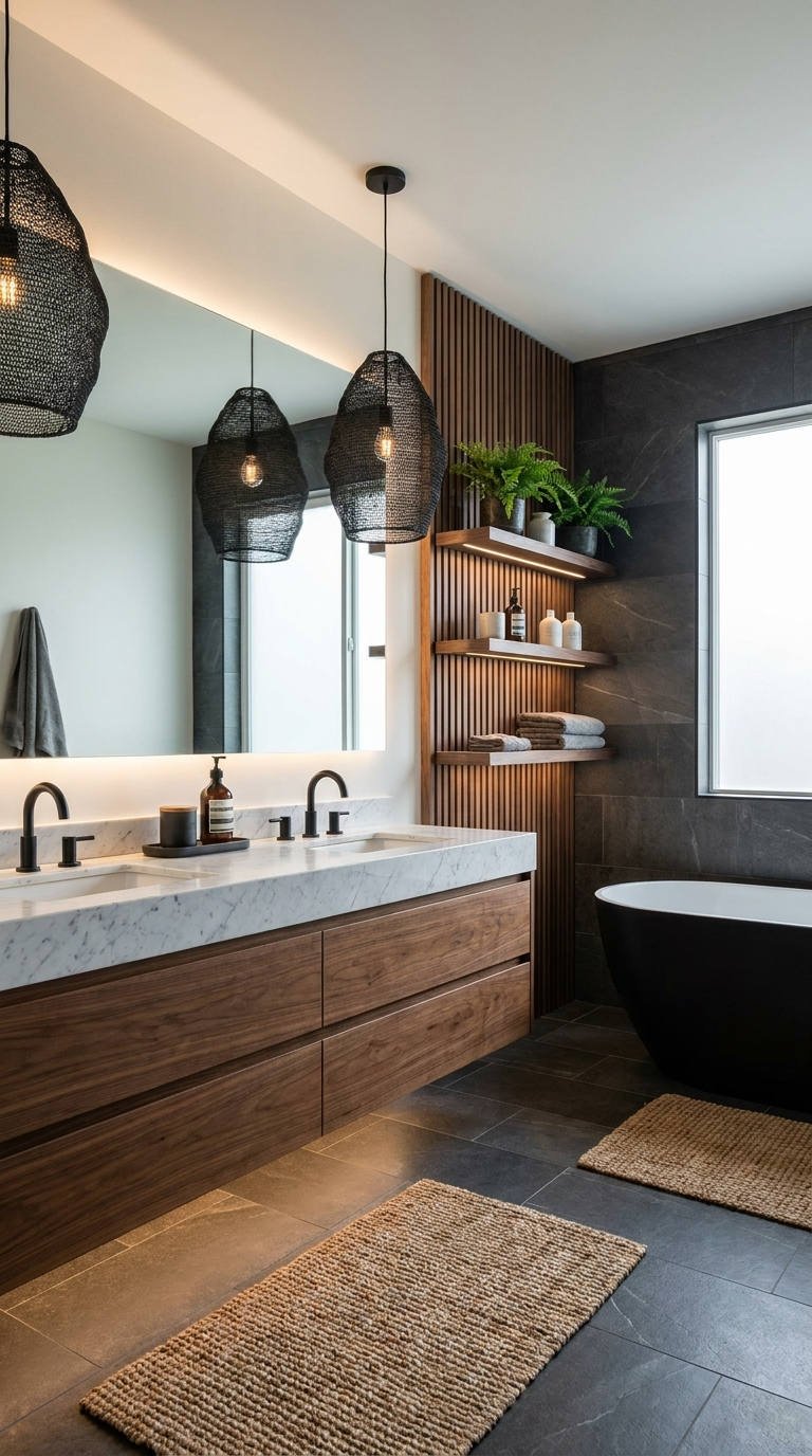 bois noyer baignoire noire