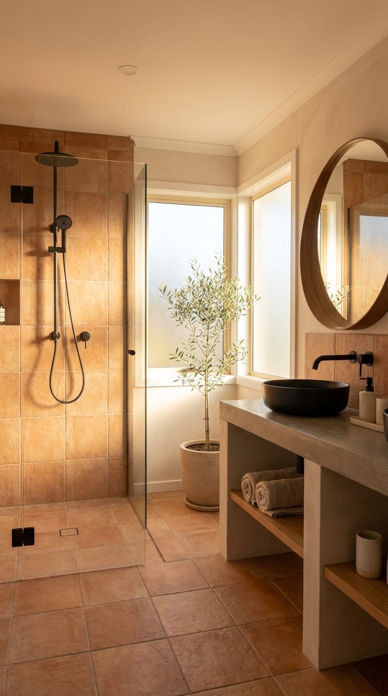 douche vitrée terracotta olivier lumiere