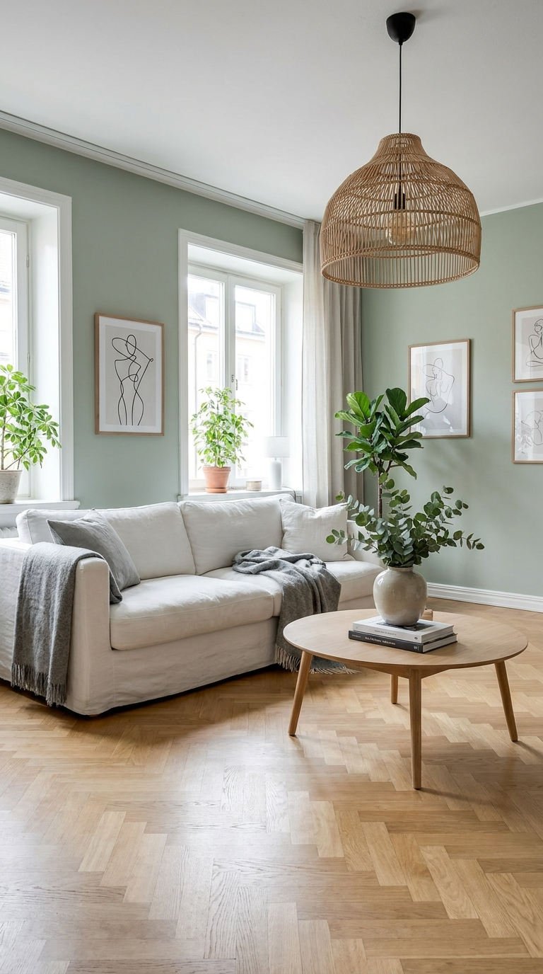 peinture salon vert sauge nordique