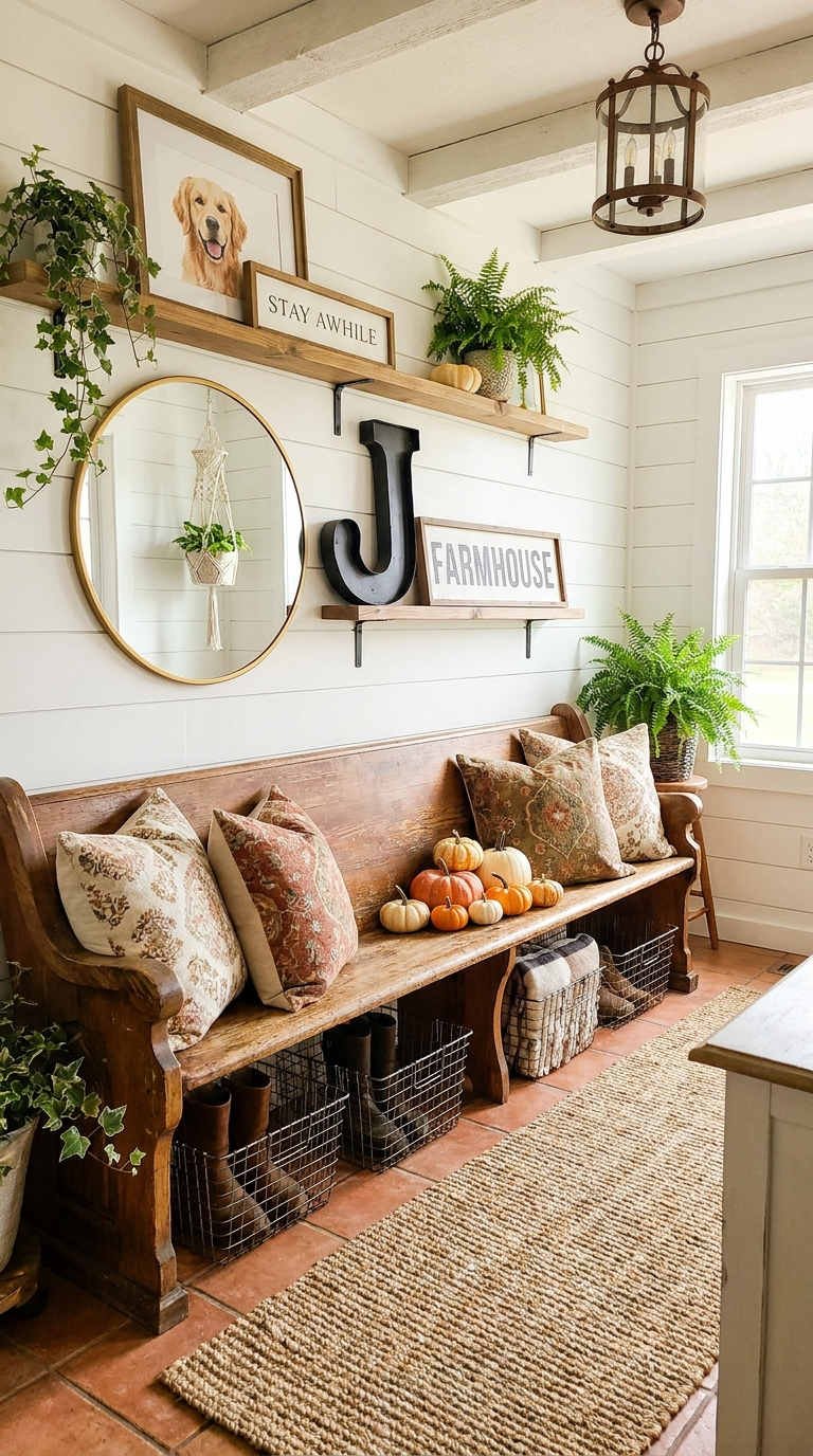 banc rustique etageres plantes