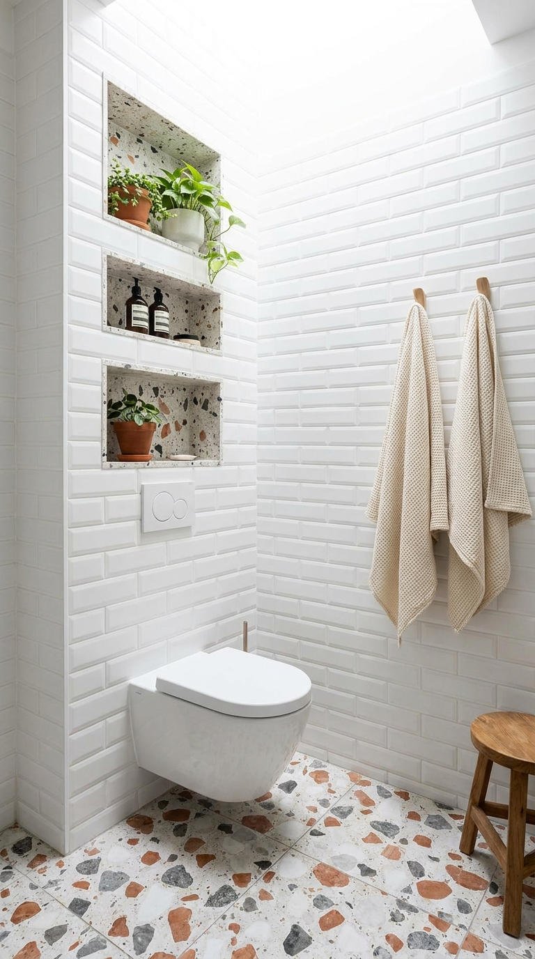 petite salle bain blanche niches